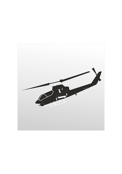 Folyo Sticker Helikopter 70cm Uzunluk Siyah