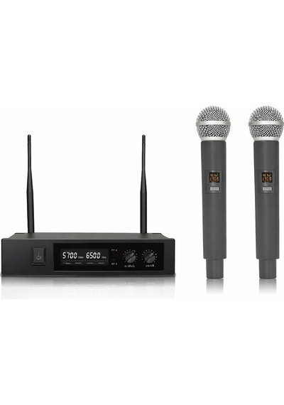 Ten, Uhf Kablosuz Mikrofon Seti Çift Kanallı 2x16 Kanal Profesyonel El Mikrofonu Okul Ve Organizasyon Mikrofonu