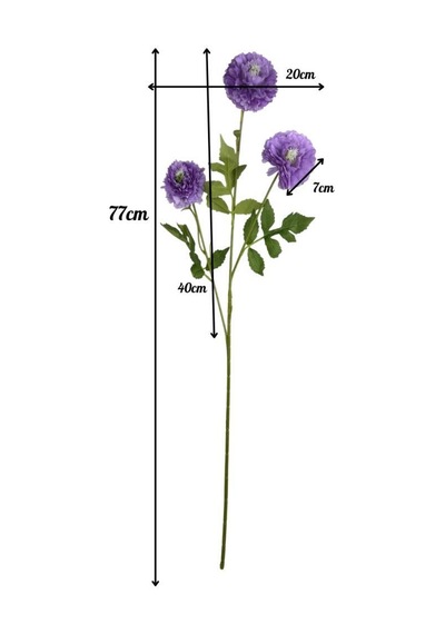 Yapay Çiçek Kasımpatı Mor Uzun Dal 3 Çiçekli 77cm