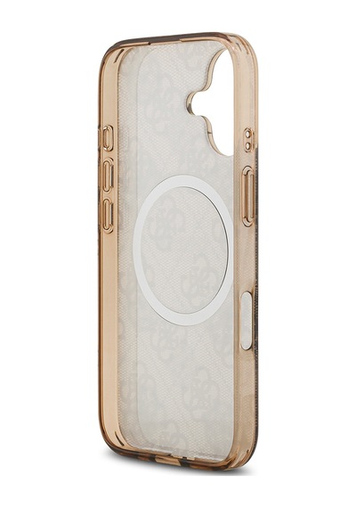 Apple Uyumlu iPhone 17 Kılıf Guess Lisanslı M-safeli Iml Peony Ve 4g Desenli Klasik Logolu Kahverengi Kahverengi