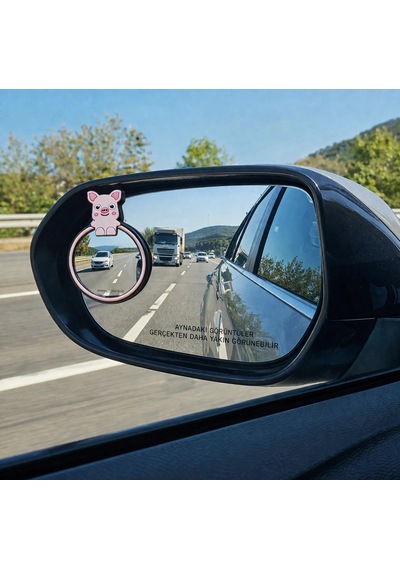 2'li Kör Nokta Aynası Sevimli Kokulu Ayna Süsü Seti Pembe Renk