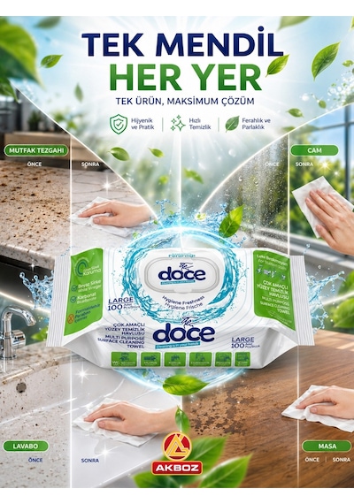 Hijyen Ferahlığı Kokulu Yüzey Temizlik Havlusu 100 Yaprak Pratik Hijyenik Temizlik Mendili Diğer