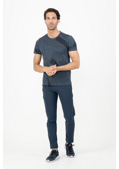 Maraton Sportswear Regular Erkek Bisiklet Yaka Kısa Kol Basic Siyahmelanj T-Shirt 21580-Siyahmelanj