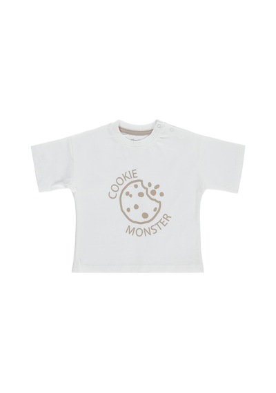 Civil Baby Cookie Monster 3-12 Ay Tişört - Ekru