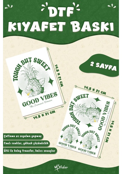 Kumaşa Baskı Yapılabilen Özel Tasarım Ütü Ile Yapışan Tekstil Dtf Baskı Görseli Ananas Temalı