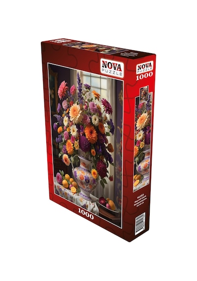 Nova Puzzle 1000 Parça Meyveli Çiçek Kompozisyonu Puzzle - Vazoda Çiçekler Ve Meyveler