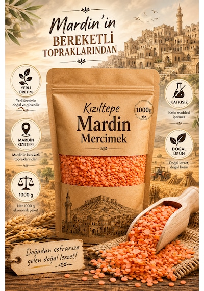 Kırmızı Mercimek 1000g ,yerli,doğal-kızıltepe,mardin