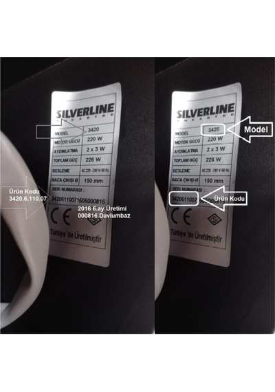Silverline Esty Davlumbaz Yeni Nesil Karbon Filtre 16 CM 3 Tırnak Uyumlu
