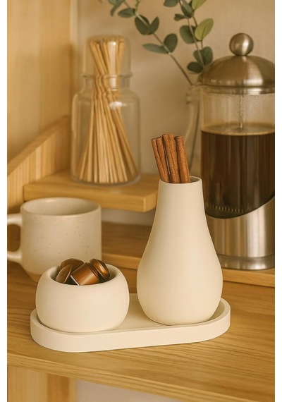 3 Parça El Yapımı Masaüstü Organizer Set Minimalist Kalemlik, Mumluk Ve Tepsi Modern Masa Dekoru Beyaz - Çok Renkli 3 Parça El Yapımı Masaüstü Organizer Set Minimalist Kalemlik, Mumluk Ve Tepsi Modern Masa Dekoru Beyaz - Çok Renkli
