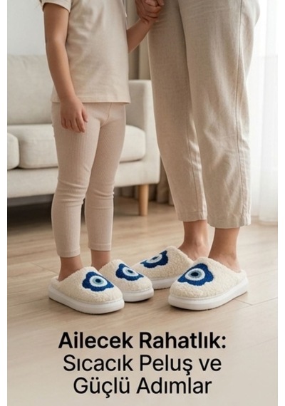 Unisex Hafif Ve Yumuşak Peluş Kaymaz Taban Anne Çocuk Misafir Nazar Boncuğu Desenli Ev Terliği 5808 Mavi Unisex Hafif Ve Yumuşak Peluş Kaymaz Taban Anne Çocuk Misafir Nazar Boncuğu Desenli Ev Terliği 5808 Mavi