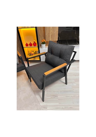 Houseart Bella 3+1+1 , Balkon, Bahçe - Cafe , Teras , Metal Kanepe Koltuk Takımı ,çay Seti Antrasit