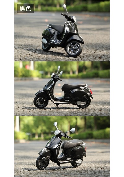 Welly 1:12 Ölçek Vespa Gts 300 Diecast Model Gerçekçi Detaylı Metal Scooter Diecast Renk:siyah