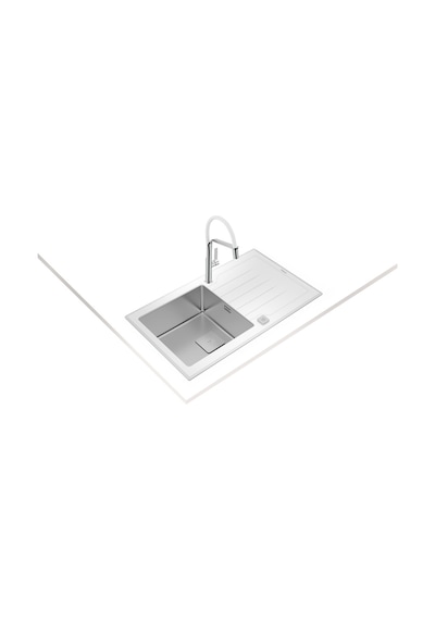 Teka Diamond Rs15 1B 1D 86 (Wst White) Tek Hazne Ve Tek Damlalıklı Cam Eviye - Beyaz - 115100012