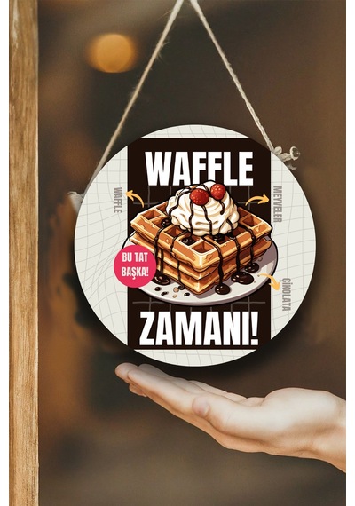 Waffle Salonu Duvar, Kapı, Tek Taraflı Askılı Pano Karşılama Tabelası, Waffle Dükkan Süsü