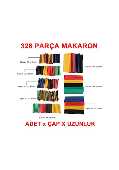 328 Parça Makaron Seti Daralan Makaron Kablo Koruyucu  Yalıtım