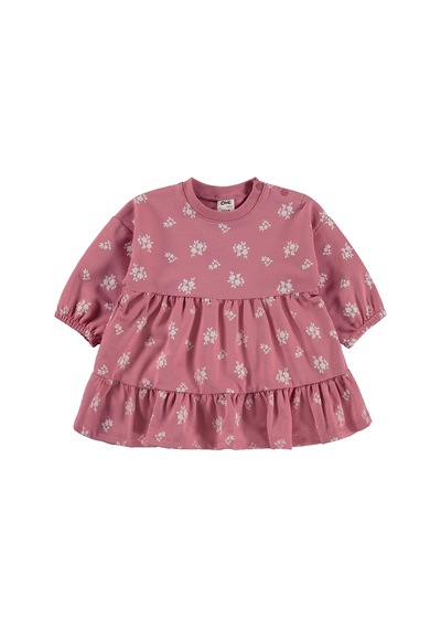 Civil Baby Çiçek Empirme Basic 6-18 Ay Elbise - Pembe GÜL KURUSU