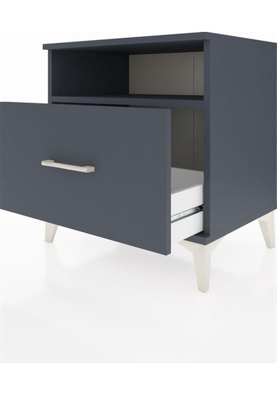 Hyperion Komodin Tek Raflı Tek Çekmeceli 60x44x64 Antrasit-antrasit Antrasit