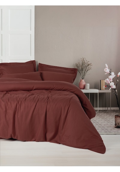 Cotton Box Tensel Craft Çift Kişilik Nevresim Takımı Bordo