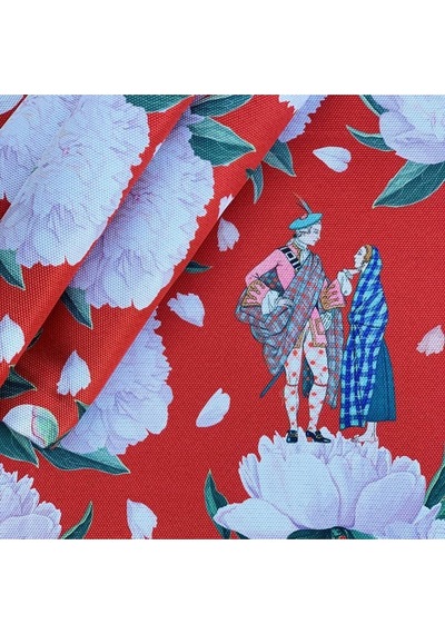 Red - White Rose Kumaş Amerikan Servis 4'lü Set - Keten Kumaş Ulusl. Yıkama Ve Solmama Sertifikası Çok Renkli
