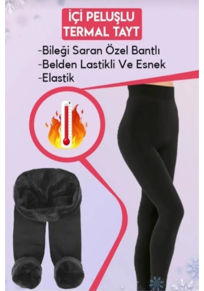 Ff Fit Form Giyim Sobeco Model Sıcak Tutan İçi Pelüşlü Tayt Biker Model Sarmalayan Tayt Siyah Siyah