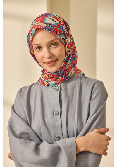 Silk Home Soft Eşarp 73090-04 Kırmızı, Turkuaz, Saks, Sarı, Siyah