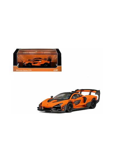 Cm Model 1/64 Mclaren Senna Gtr Orange Metallic With Carbon Hood And Black Top