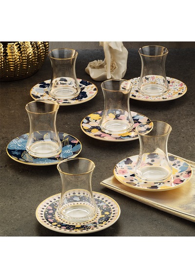 Sandro Moreno 1453 Potpuri Gold 12 Parça 6 Kişilik Çay Seti 110 Ml Renkli