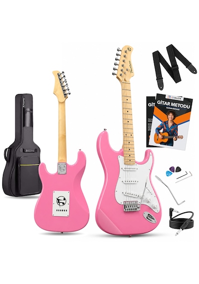 Fourtune Atlas Eg-1000pk Maple Klavye Strat Kasa Sss Pembe Elektro Gitar Seti