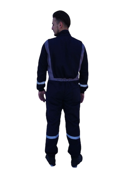Uniprom Erkek İş Tulumu Boy Tulum Mevsimlik Lacivert-gri