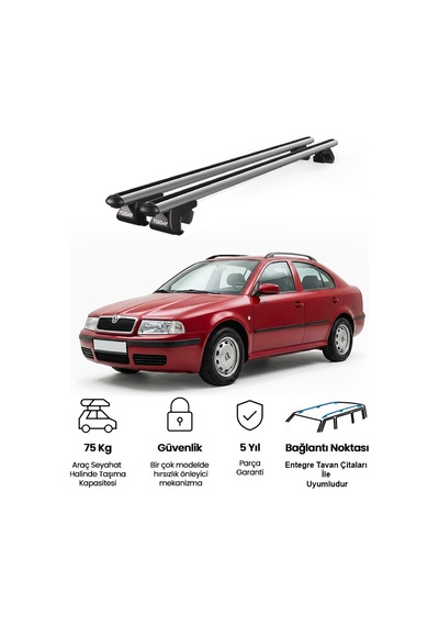 Venüs Skoda Octavia V 1998-2004 Uyumlu Gri Ara Atkı Port Bagaj Tavan Barı