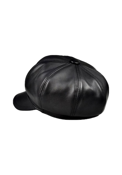 Tezzgelsin Unisex Vintage Vegan Deri Kasket Şapka Siyah