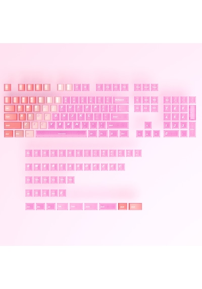 Mekanik Klavye Keycaps Rgb Şeffaf Gaming Pbt Tuş Takımı Pembe
