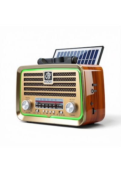 Rt-717 Nostaljik Güneş Panelli Trend Radyo,led Detay Bluetooth Nostalji Radyo