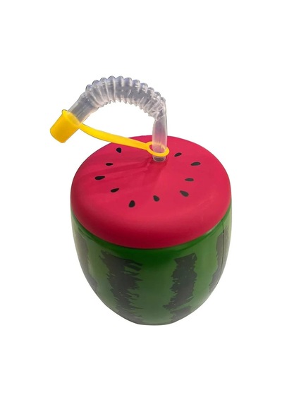 Karpuz Tasarımlı Pipetli Suluk 900 Ml Yeşil