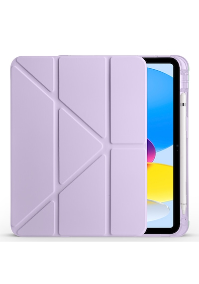 Apple Uyumlu iPad 11.nesil 2025 A16 Kılıf Tri Folding Silikon Kalem Bölmeli Katlanabilir Standlı Pu Deri Yumuşak Kapak Kapaklı Kılıf