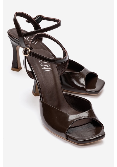 Luvi Shoes Elvıa Kahverengi Rugan Hakiki Deri Kadın Topuklu Ayakkabı