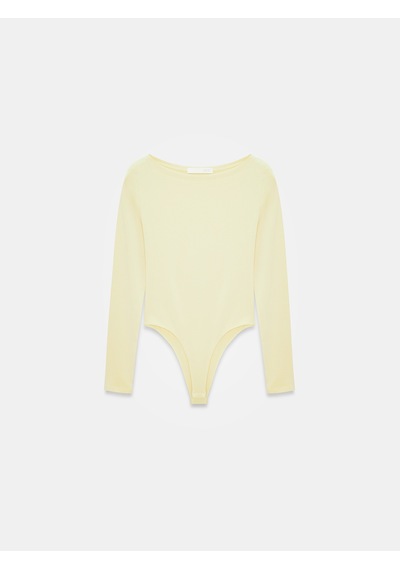 Dilvin 32549 Kayık Yaka Bodysuit-açık Sarı Açık Sarı