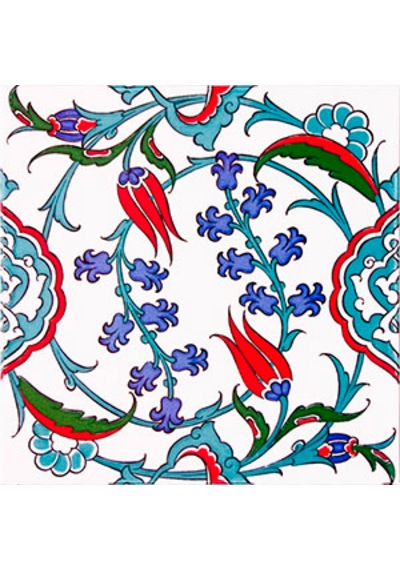 Armada Çini 20x20 Cm Ac 5 İznik Dönence Çiçek Desenli Çini Karo