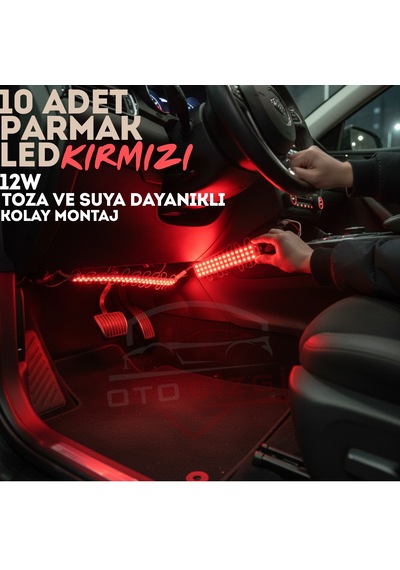 10'lu Parmak Led Büyük Mercekli 12w Kırmızı