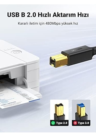 Usb Den Usb-b Ye Yazıcı Tarayıcı Kablosu, 1.5 Metre
