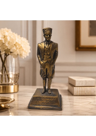 Bk Gift Bronz Renk Lider Figürlü Heykel 18 Cm Dekoratif Masa Üstü Biblo