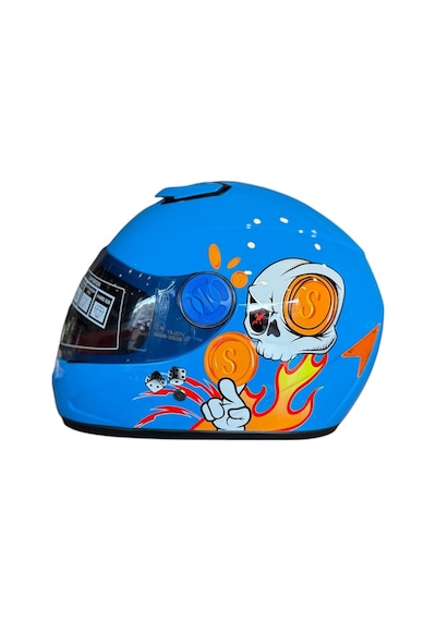 Çocuk Kaskı Çene Kapalı Çocuk Kask Ecer22-06 Sertifikalı Mavi