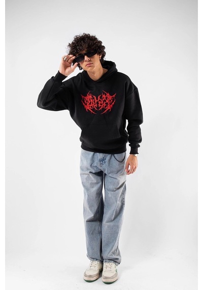 Tarzsokak Kırmızı Dusk Baskılı Oversize Unisex Siyah