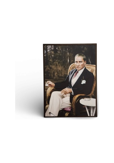 Atatürk Masaüstü Ahşap Tablo - Kabartmalı Baskı Şık Hediyelik 11x16 Cm No 4 3 Parça
