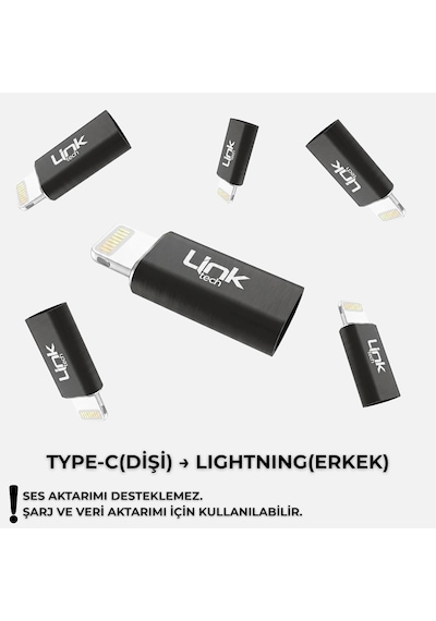 Linktech Type-c To Lightning Dönüştürücü Adaptör, Usb 3.1 Hızlı Şarj 3a Ve 5 Gbps Veri Aktarımı, İphone Ve İpad Uyumlu Kompakt Şarj Çevirici Siyah
