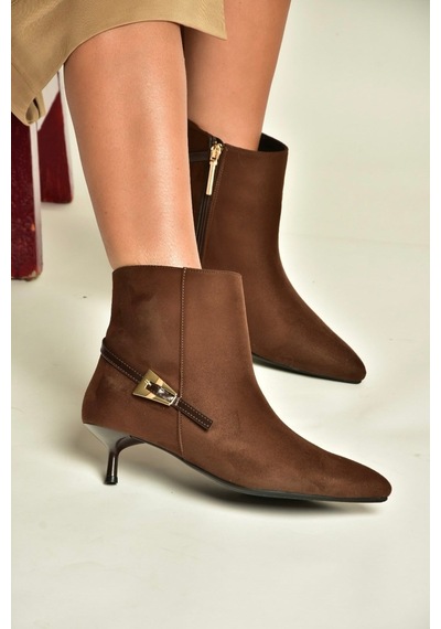 Fox Shoes Z518031102 Kahverengi Süet İnce Topuklu Kadın Bot