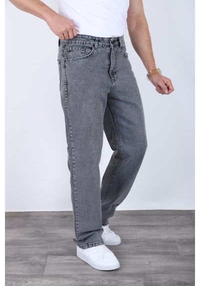 Blayn Jeans Erkek Antrasit Baggy Kot Pantolon - Geniş Kalıp Günlük Rahat Denim Jean Arsenik Gri