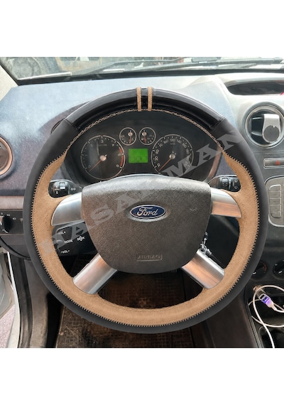 Ford Connect Dikme Direksiyon Kılıfı Parlak Siyah Taba Detaylı Taba Çift Yüzük Ve Dikiş 2006-2013