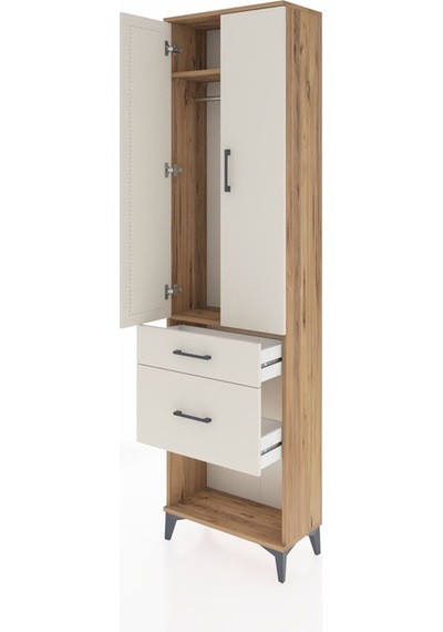Arges Dolap 2 Raflı 2 Çekmeceli Tek Askılı 60x30x221 Çam-aytaşı Çam