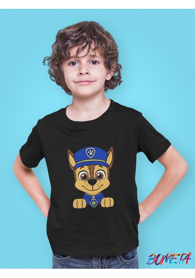 Bumeta Mini Devriye Chase Görevde Paw Patrol Çocuk Tişört T-shirt Siyah